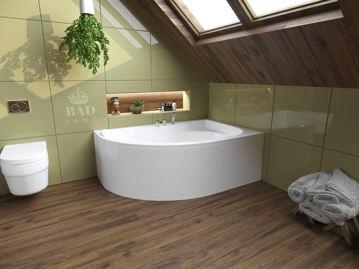 BADEWANNE Eckwanne DORA 170/110 Rechts mit Schürze Ablauf Füße - Weiß, Kunststoff (110/59.5/170cm) - bad land