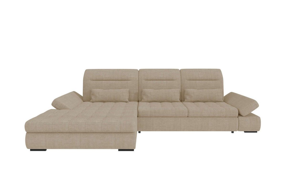 ECKSOFA Toscana Plus Velours inkl. Schlaffunktion - Creme, Textil (179/300cm) - 99rooms