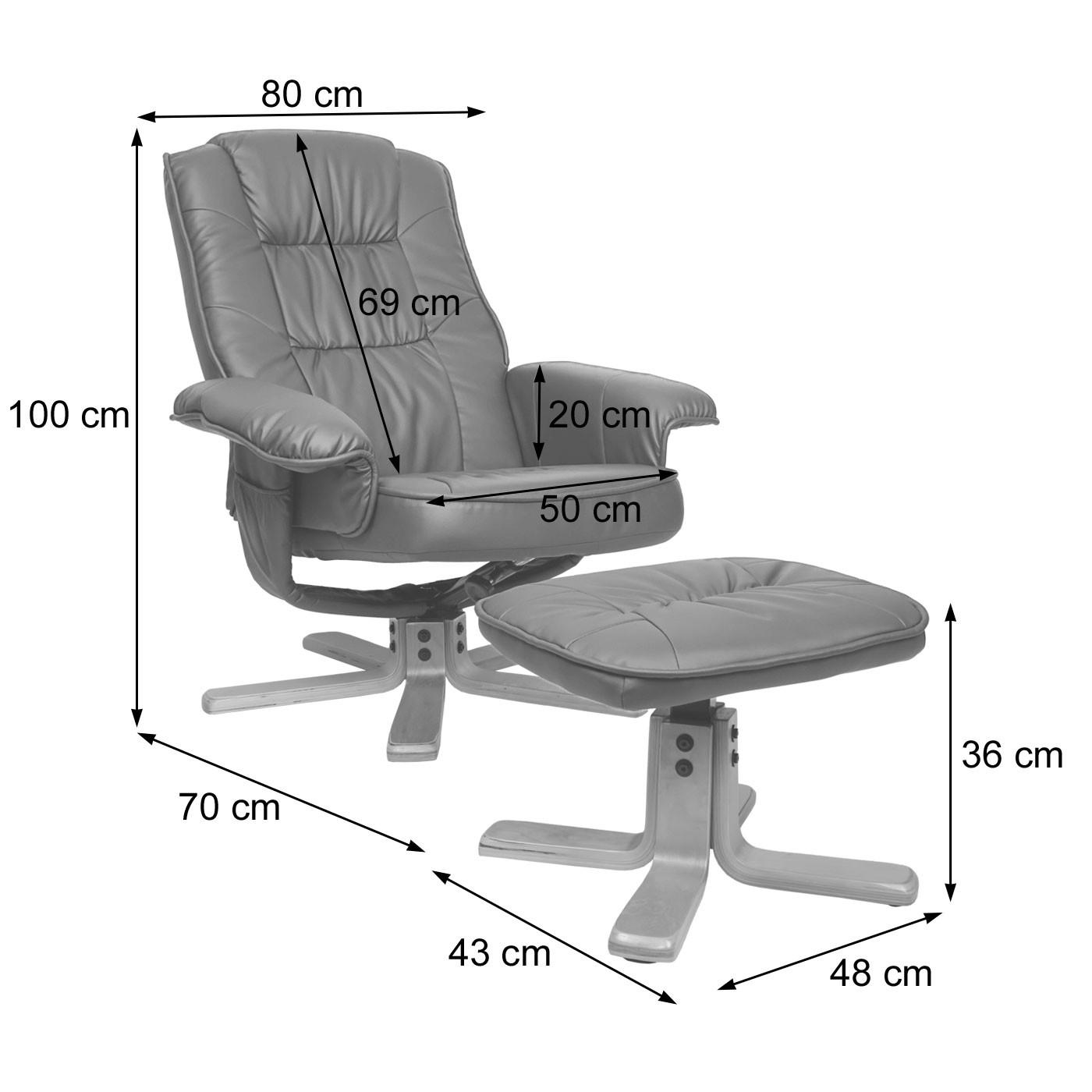RELAXSESSEL MIT HOCKER Bordeaux - Bordeaux, Textil (80/100/105cm) - MCW