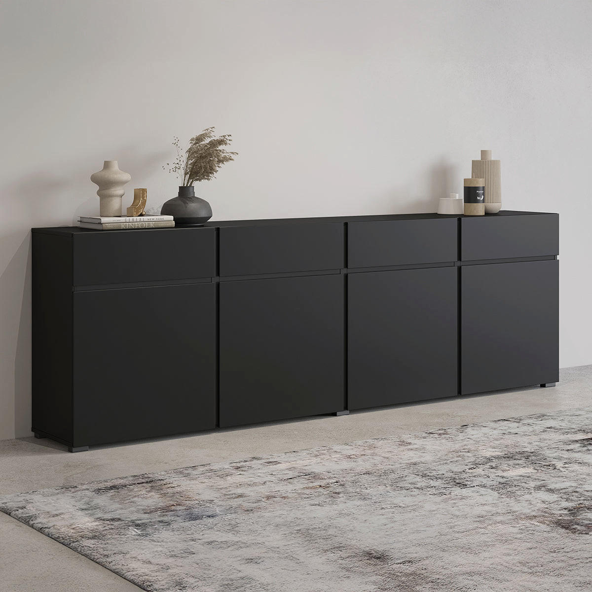 ŠIROKÁ KOMODA Lilia Čierna - čierna, kompozitné drevo (225/78/40cm) - Petits-meubles