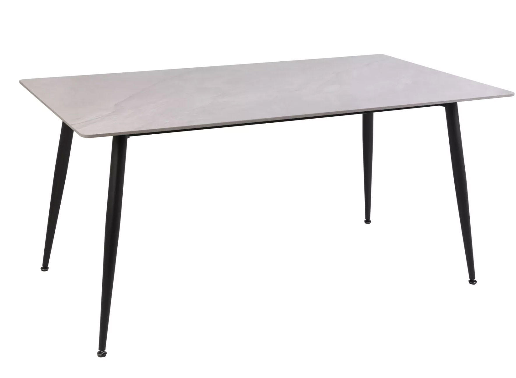 ESSTISCH Rion Marmor Grau 160 / 90 / 76cm - Schwarz/Grau, Holz/Keramik (90/160/76cm) - Feldmann-Wohnen