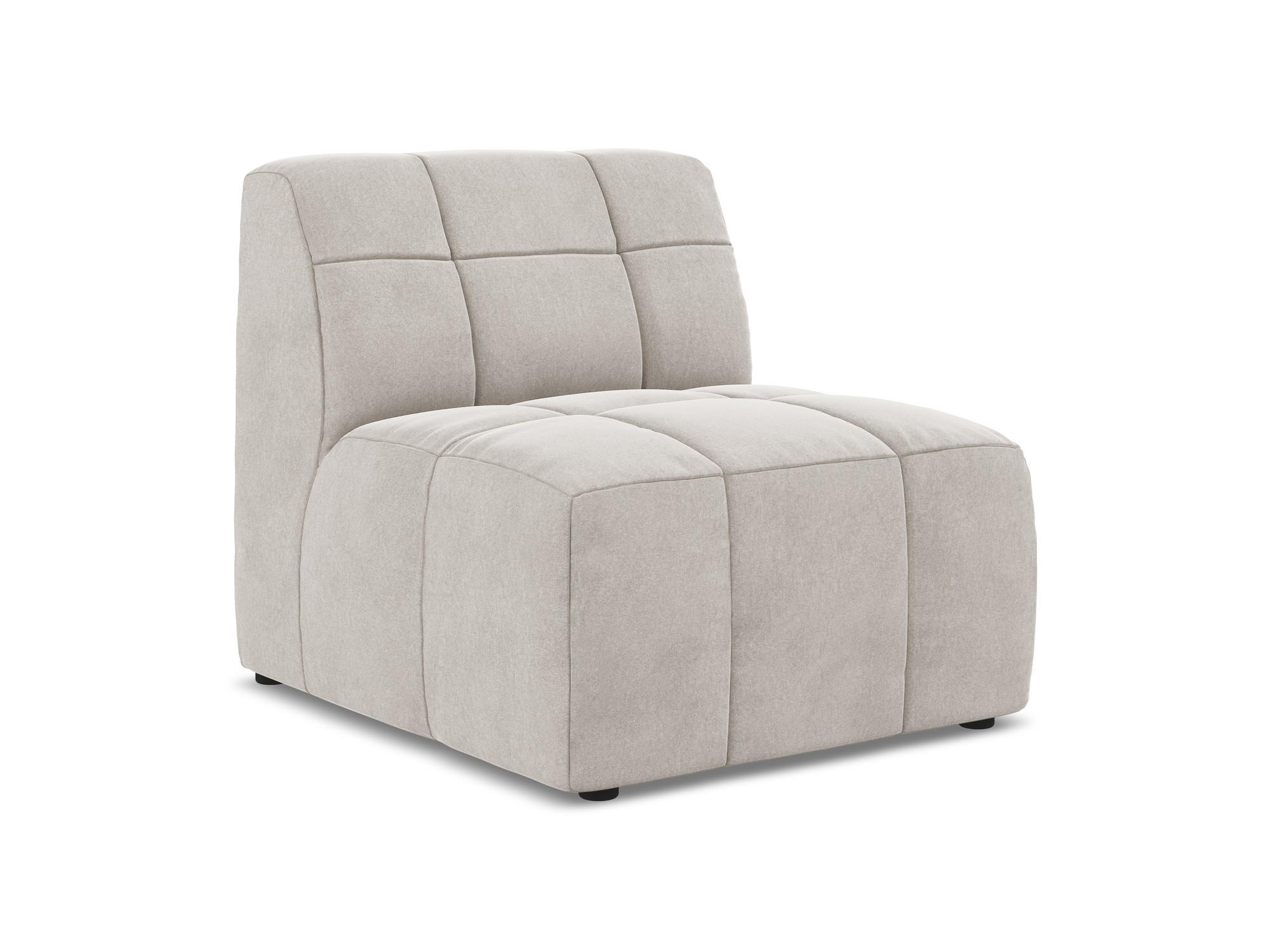 SOFAELEMENT Samt Stoff Beige - Creme/Schwarz, Holzwerkstoff/Kunststoff (75/77/90cm) - Makamii