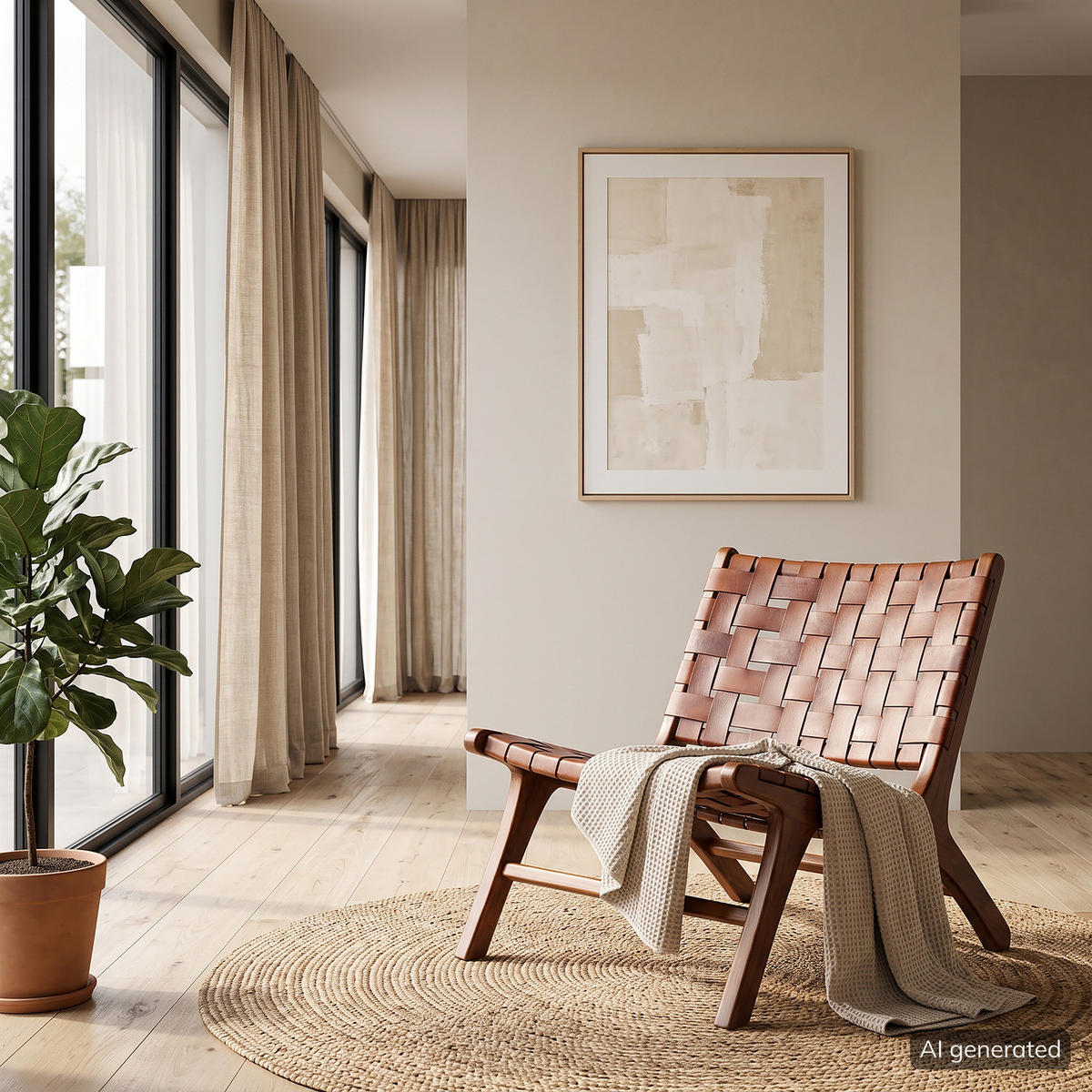 STUHL - Echtleder / Teak massiv - Teakfarben, Leder/Holz (60/68/78cm) - home24