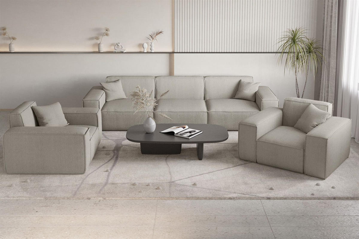 SESSEL Celes Premium Stoff Scala - Hellgrau, Holzwerkstoff/Textil (121/73/88cm) - Fun Möbel
