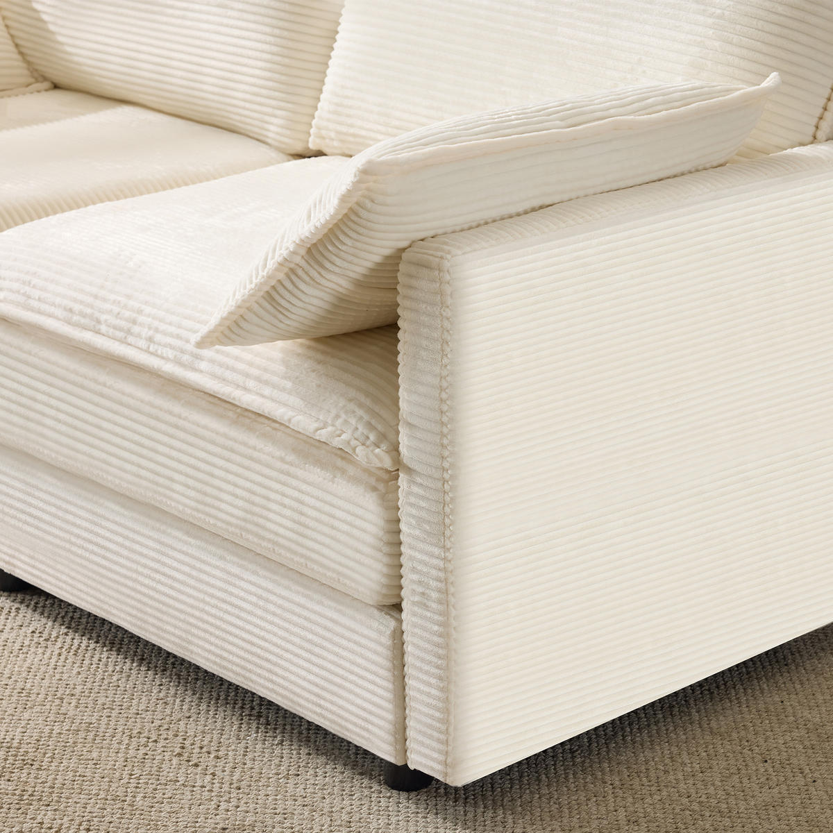 2-SITZER SOFA Cord Weiß - Weiß, Holzwerkstoff/Textil (176/85/75cm) - WISHDOR