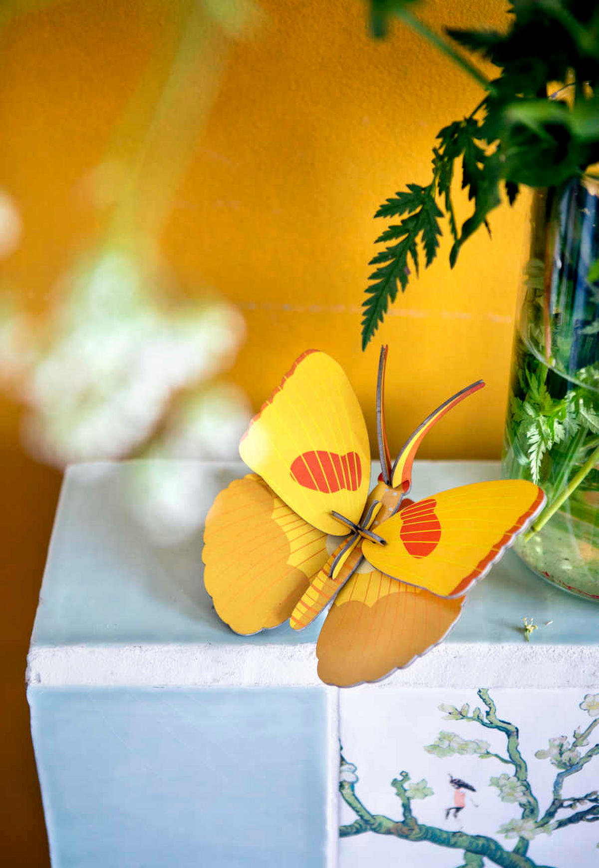 WANDDEKO Zitronen-Schmetterling 16/6 cm - Gelb/Orange, Wellpappe (16/6/17cm) - KUNSTLOFT
