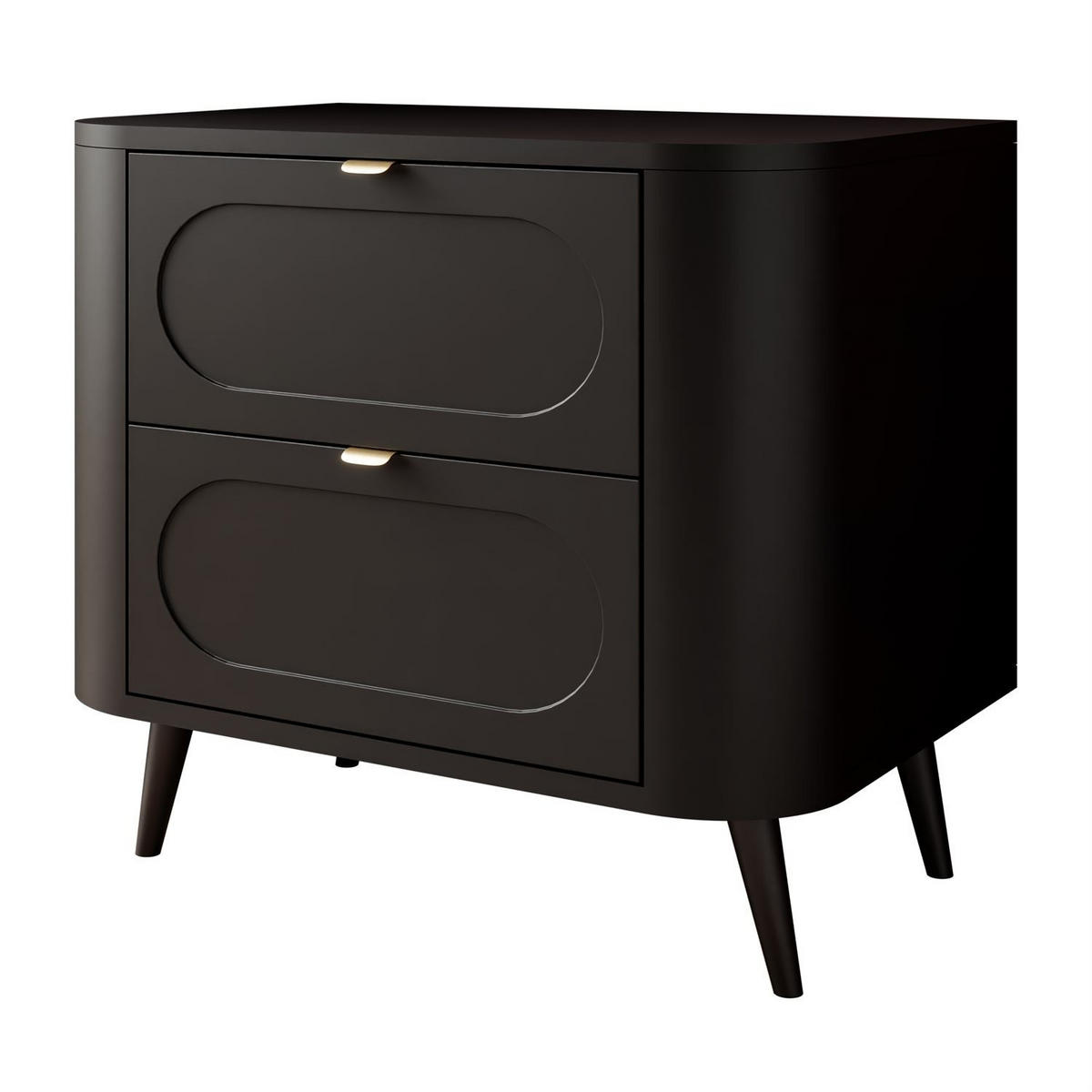 NACHTTISCH SHADOW II 2S mit Schubladen - Schwarz, Holzwerkstoff (60/54/40cm) - Lookway