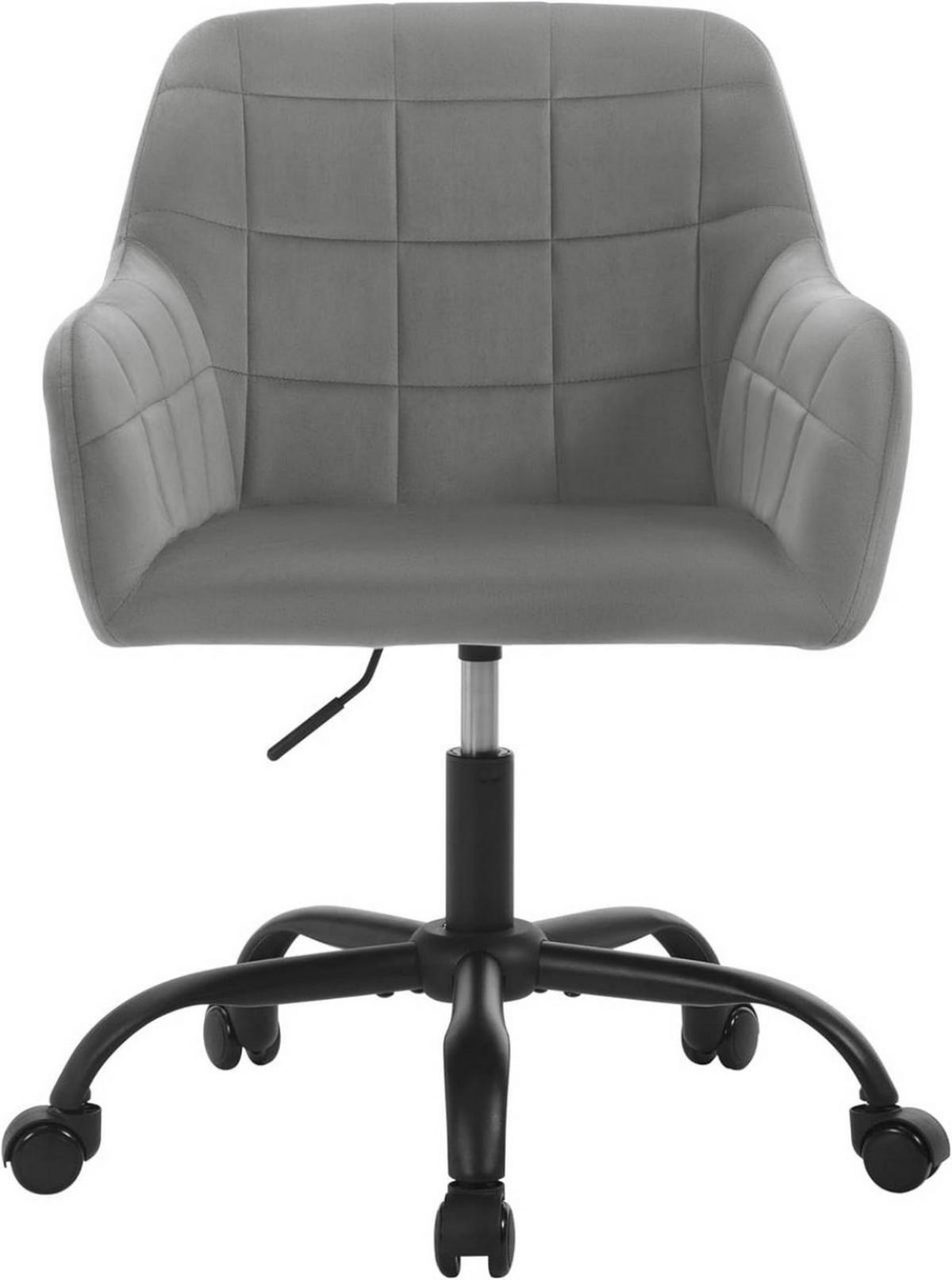 DREHSTUHL drehbar, Bürostuhl ergonomisch, Samt, Dunkelgrau - Dunkelgrau/Schwarz, Kunststoff/Textil (58/77/61cm) - Woltu