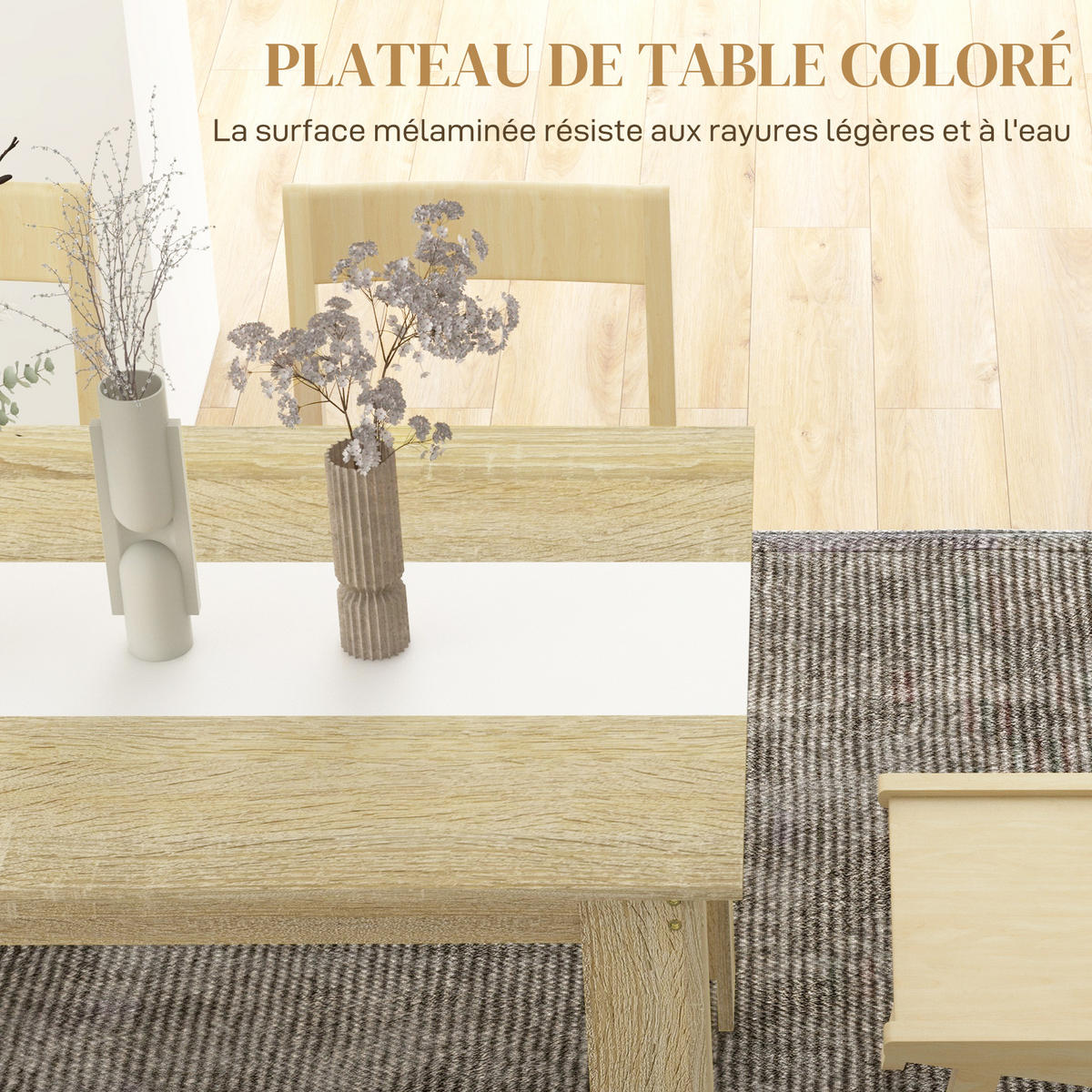 ESSTISCH Naturfarben und Weiß Holzoptik 140/90/75 cm - Eichefarben, Holz (89.5/140/75cm) - PANGIVO