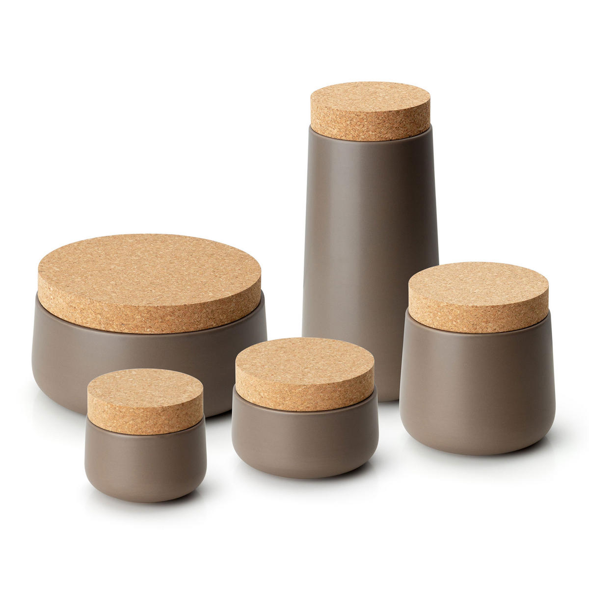 KERAMIKDOSE mit Korkdeckel, Matt Taupe, Ø 20 x 12 cm - Beige, Keramik (20/11/20cm) - Continenta