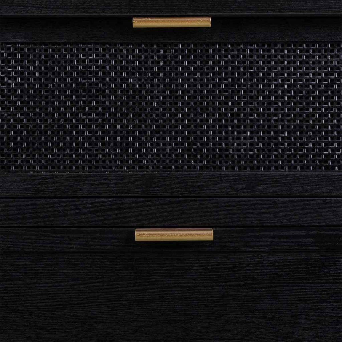 KOMMODE aus Holz und netz, schwarz 80x35x81 - Schwarz, Holzwerkstoff (80/81/35cm) - Wanderlust