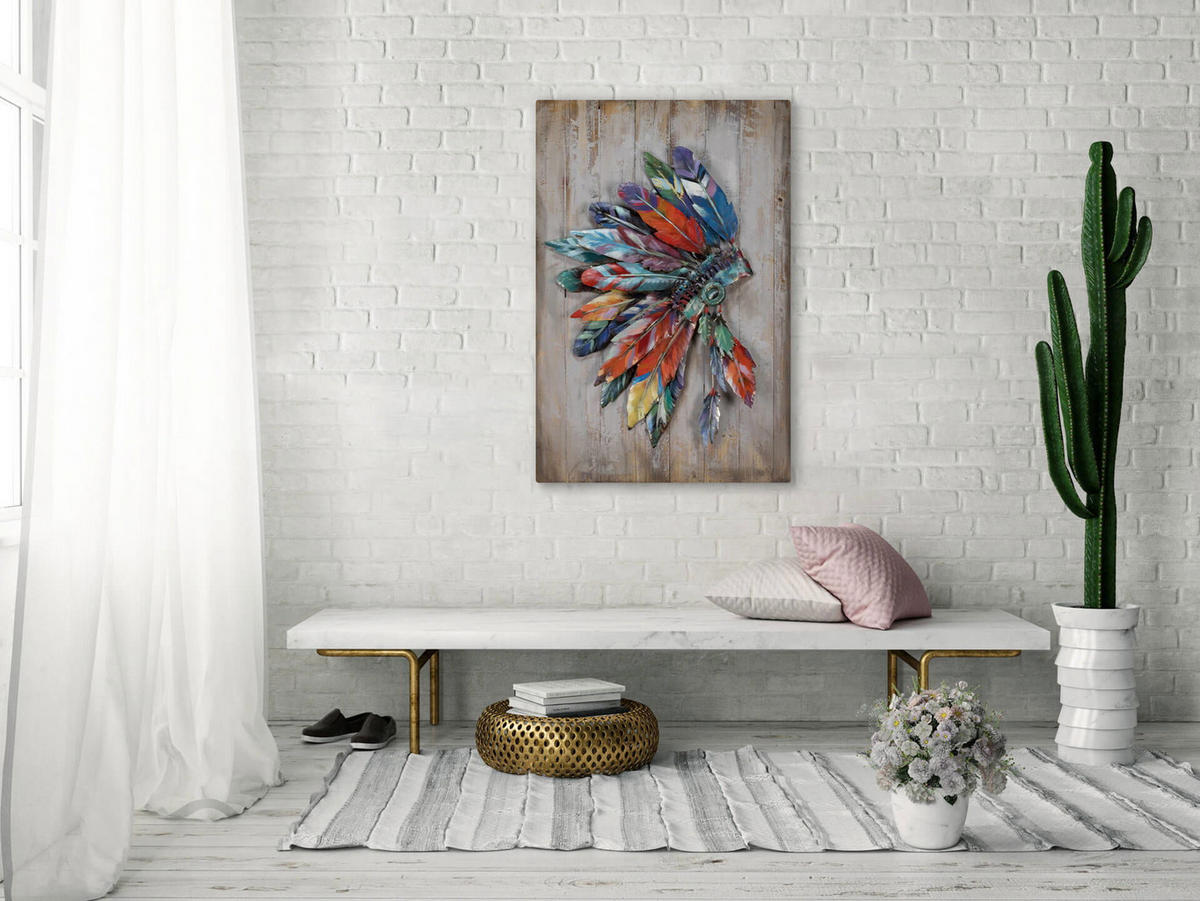 METALLBILD Bunt 60/90 cm - Multicolor/Braun, Metall (3.27/90cm) - KUNSTLOFT