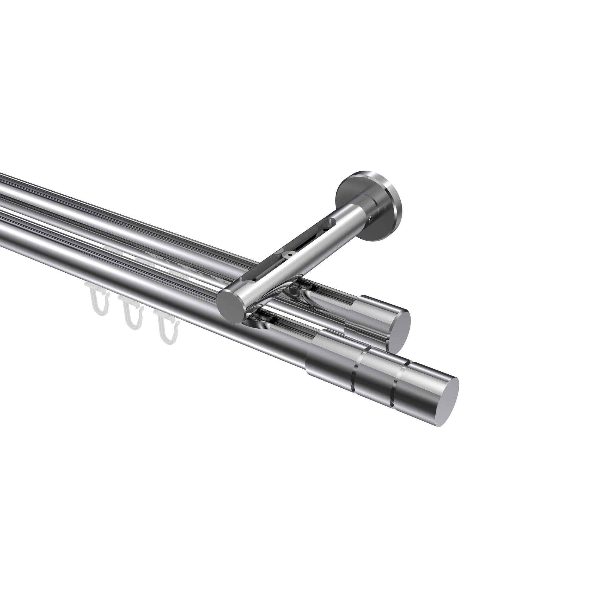INNENLAUF-GARDINENSTANGEN-SET Siteno Elanto 540 cm (geteilt in 3 x 180 cm), 2-läufig, 20 mm Ø Chrom - Chromfarben, Metall (540cm) - INTERDECO