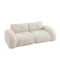 2-SITZER-MODULSOFA aus Chenille Hellbeige rahmenlos, flexibel kombinierbar, mit 32D-Hochdichteschaum und haustierfreundlichem Bezug - Weiß, Textil (204/76/95cm) - Modfu