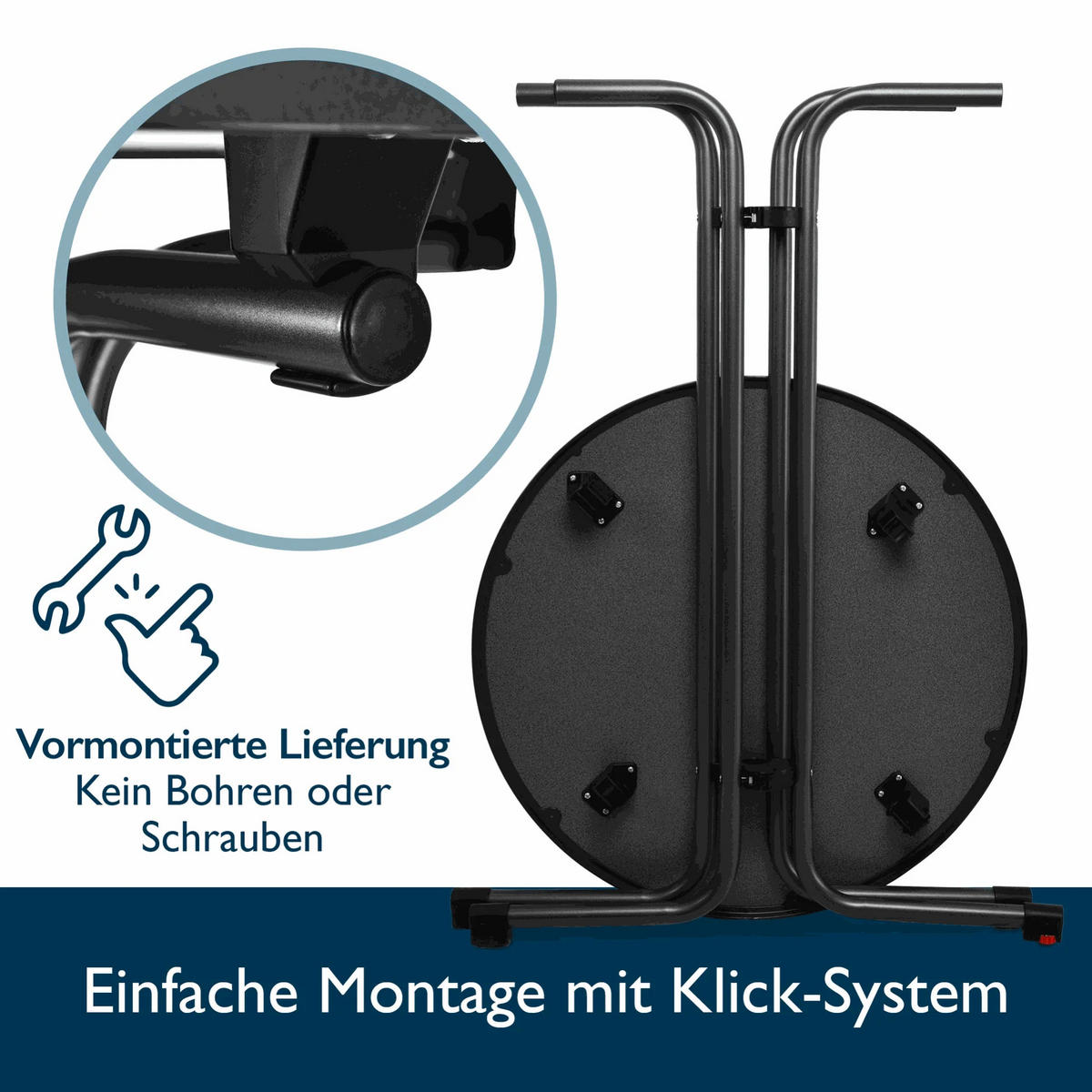 STEHTISCH Sylt Ø 80cm Grau mit Premium Stehtischhusse Ø 80cm Schwarz - Schwarz Hochglanz/Schwarz, Kunststoff/Textil (80/80/110cm) - Beautissu 