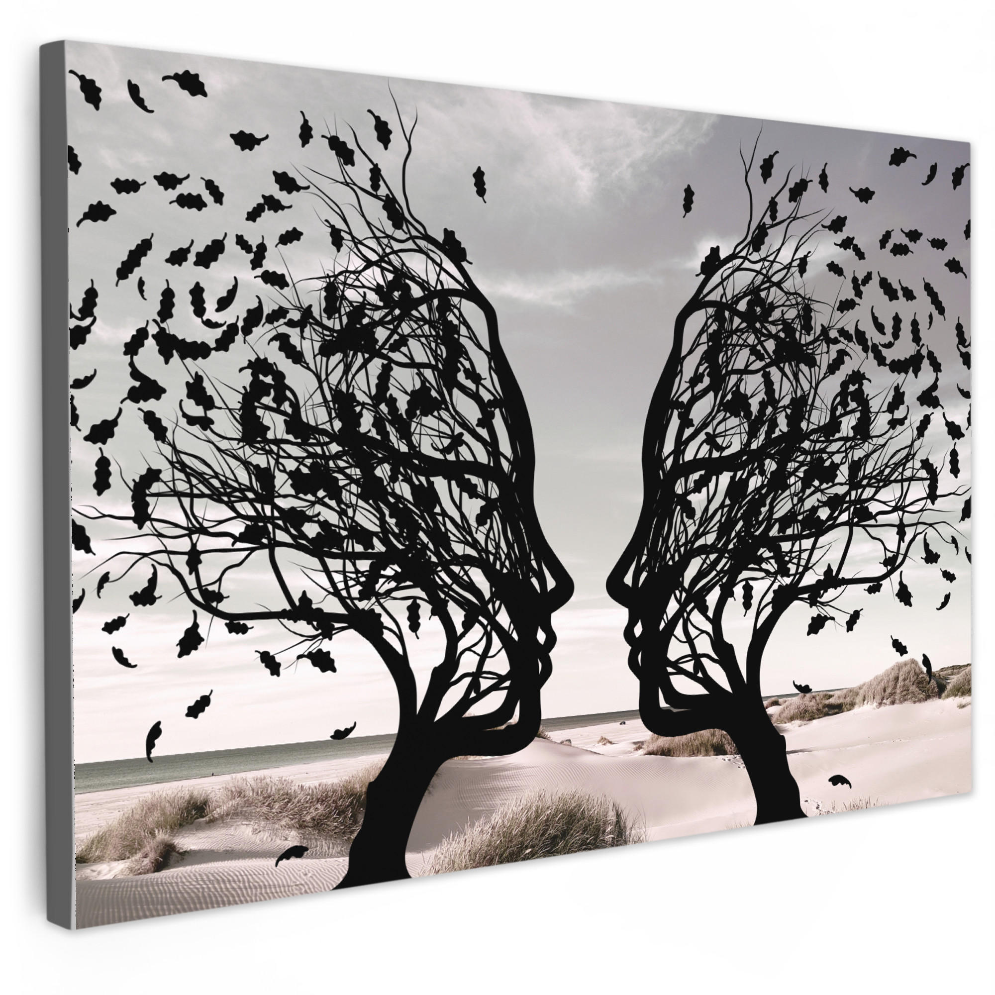 MuchoWow OBRAZ NA PLÁTNE Pláž - more - ľudia - strom - moderné umenie 60x40 cm