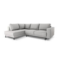 AUSKLAPPBARES-ECKSOFA links Caro aus strukturiertem Stoff hellgrau 5 Sitzplätze - Hellgrau, Textil (187/247cm) - Micadoni