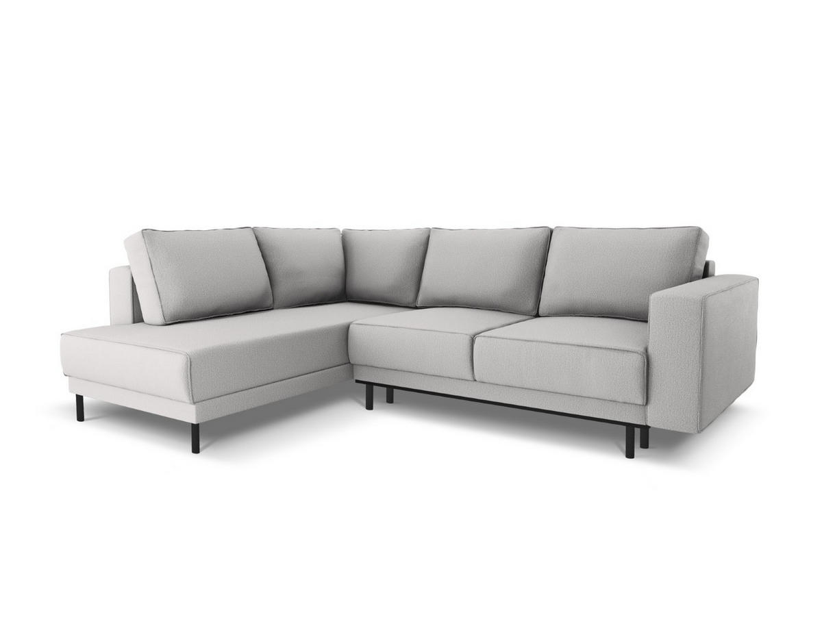 AUSKLAPPBARES-ECKSOFA links Caro aus strukturiertem Stoff hellgrau 5 Sitzplätze - Hellgrau, Textil (187/247cm) - Micadoni