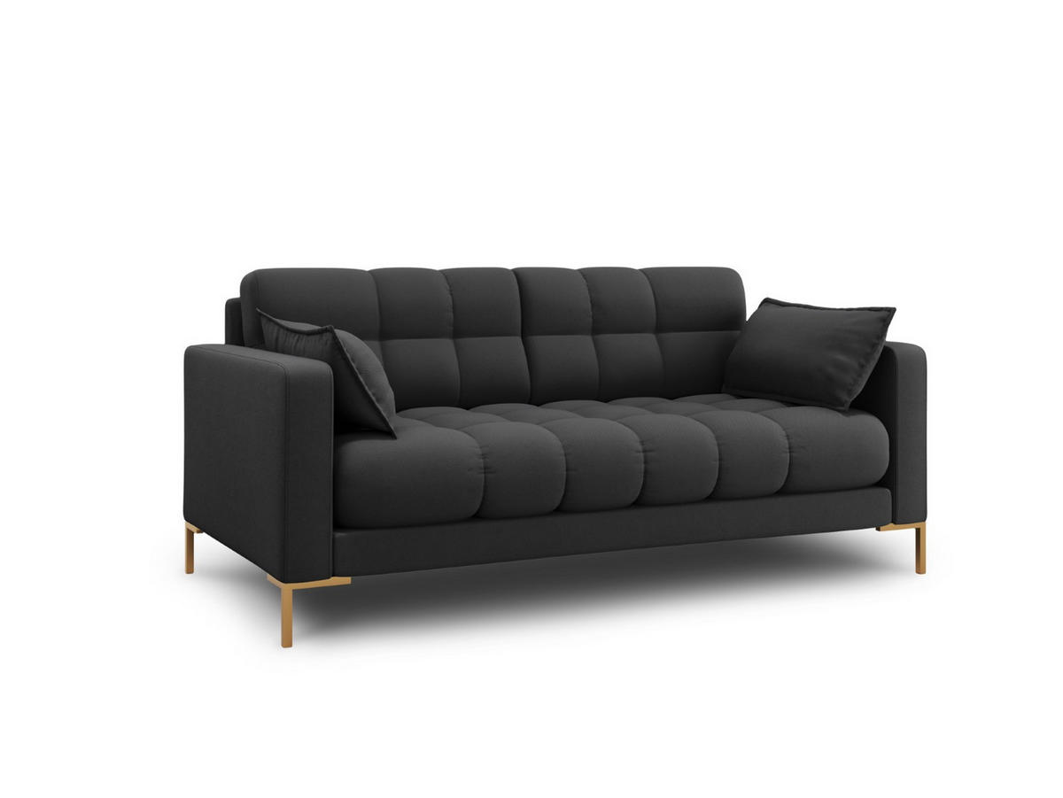 SOFA Mamaia aus strukturiertem Stoff dunkelgrau 2 Sitzplätze - Dunkelgrau, Textil (92/75/152cm) - Micadoni