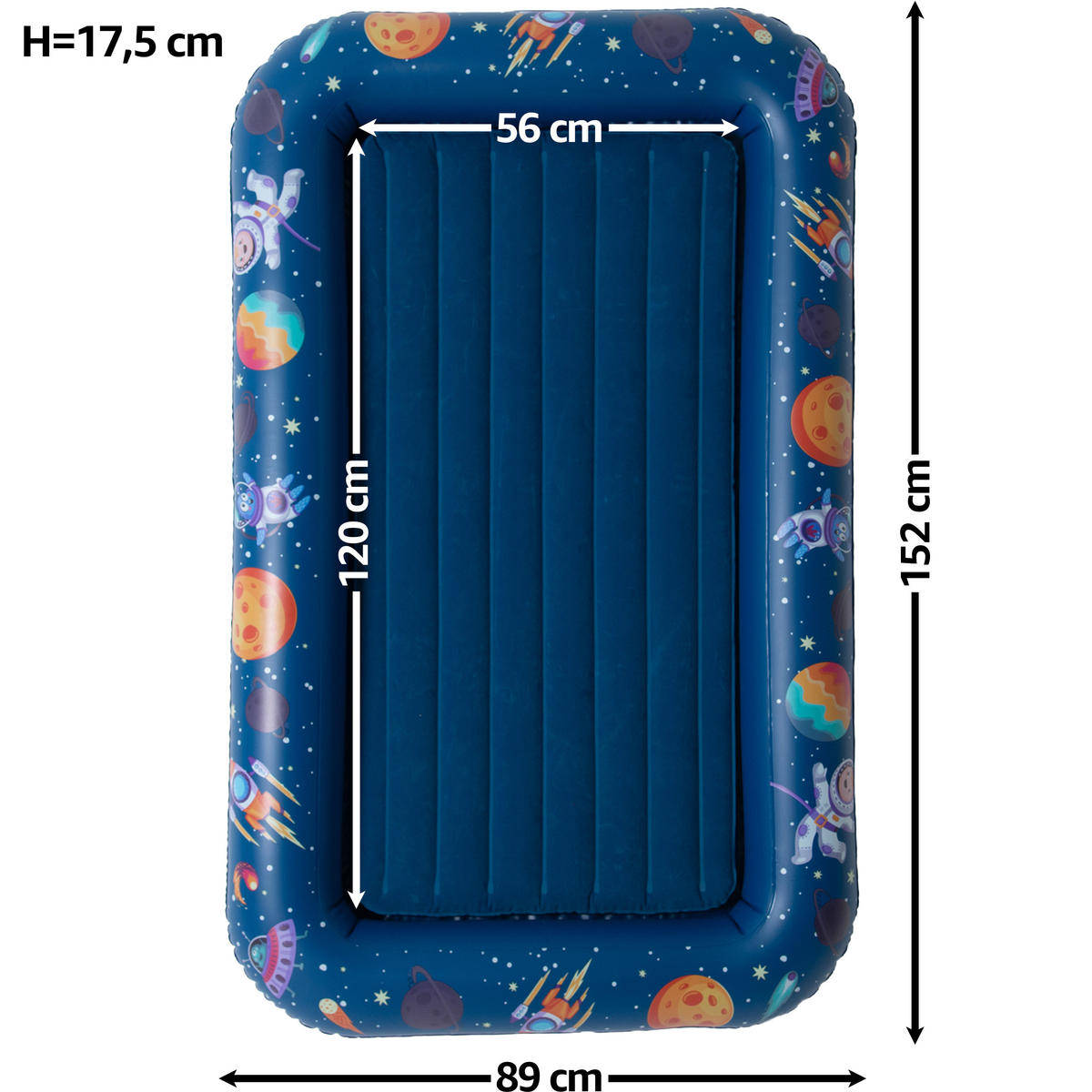 LUFTBETT Kinderluftmatratze aufblasbar DreamAir 152 x 89 x 17,5 cm blau - Blau, Kunststoff (89/152cm) - Avenli