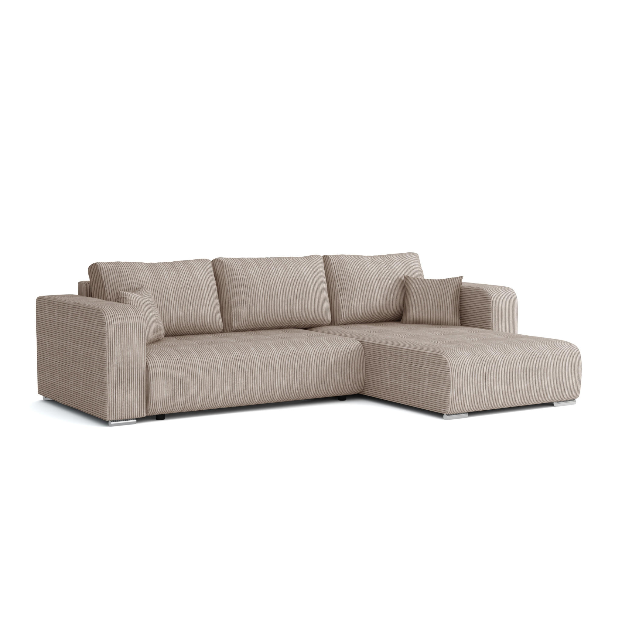 ECKSOFA CARACAS 288/185 in Cord Beige mit Schlaffunktion rechts - Beige, Holz/Holzwerkstoff (288/185cm) - Deine Möbel 24
