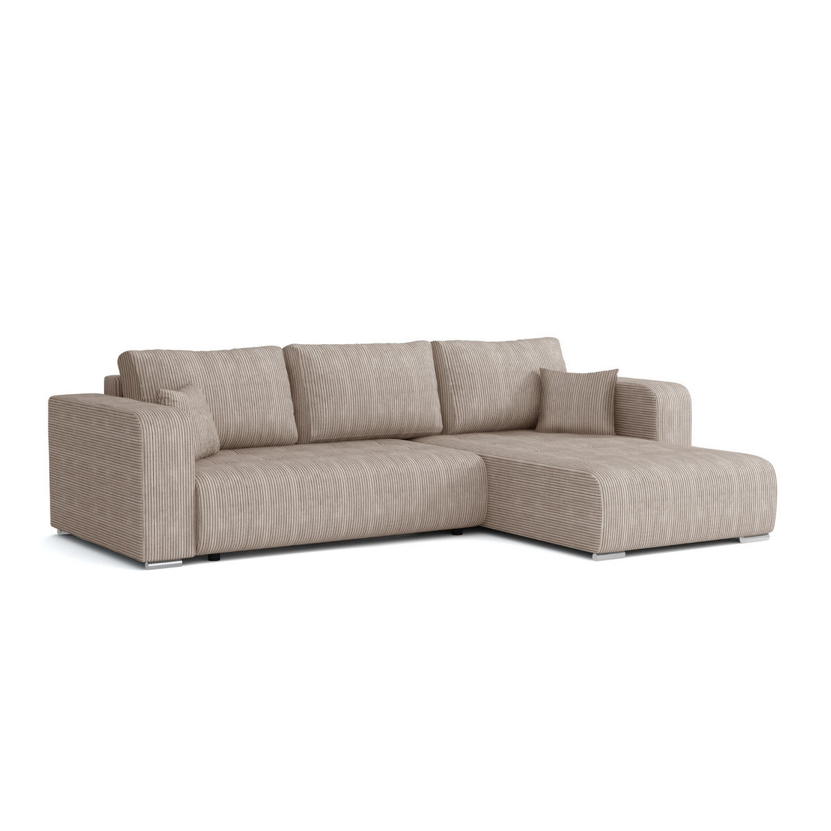 ECKSOFA CARACAS 288/185 in Cord Beige mit Schlaffunktion rechts - Beige, Holz/Holzwerkstoff (288/185cm) - Deine Möbel 24