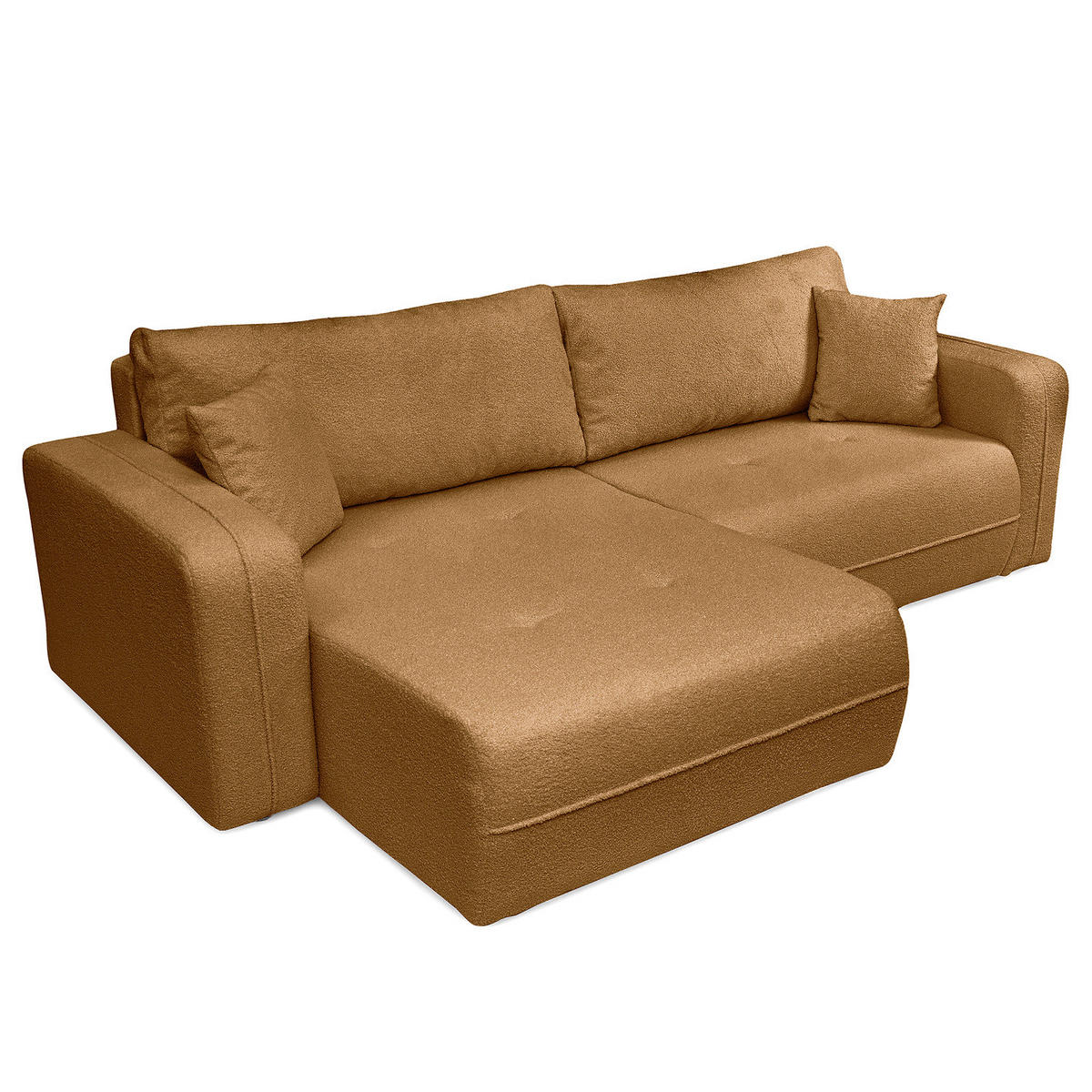 ECKSOFA mit Schlaffunktion - 244 cm - Beige/Schwarz, Kunststoff/Textil (244/145cm) - home24