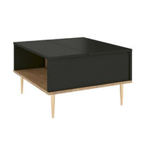 COUCHTISCH Harmoni, Höhenverstellbarer, Schwarz, Goldenen Details - Goldfarben/Schwarz, Holzwerkstoff/Metall (69/75/43cm) - Skandica