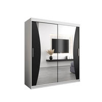 SCHWEBETÜRENSCHRANK 200/180/62 2-türig - Silberfarben/Schwarz, Holz/Kunststoff (180/200/62cm) - Abiks Möbel
