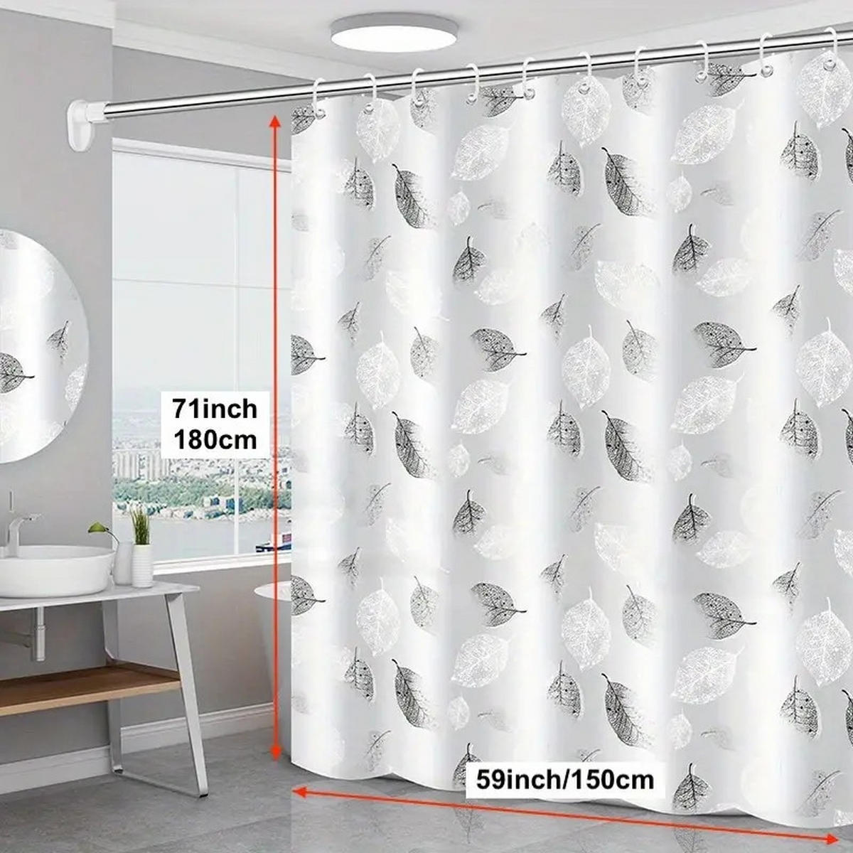 DUSCHVORHANG PEVA leicht wasserdicht schimmelresistent mit Haken Dekor Badezimmer - Multicolor, Kunststoff (150/180cm) - MCBOSON