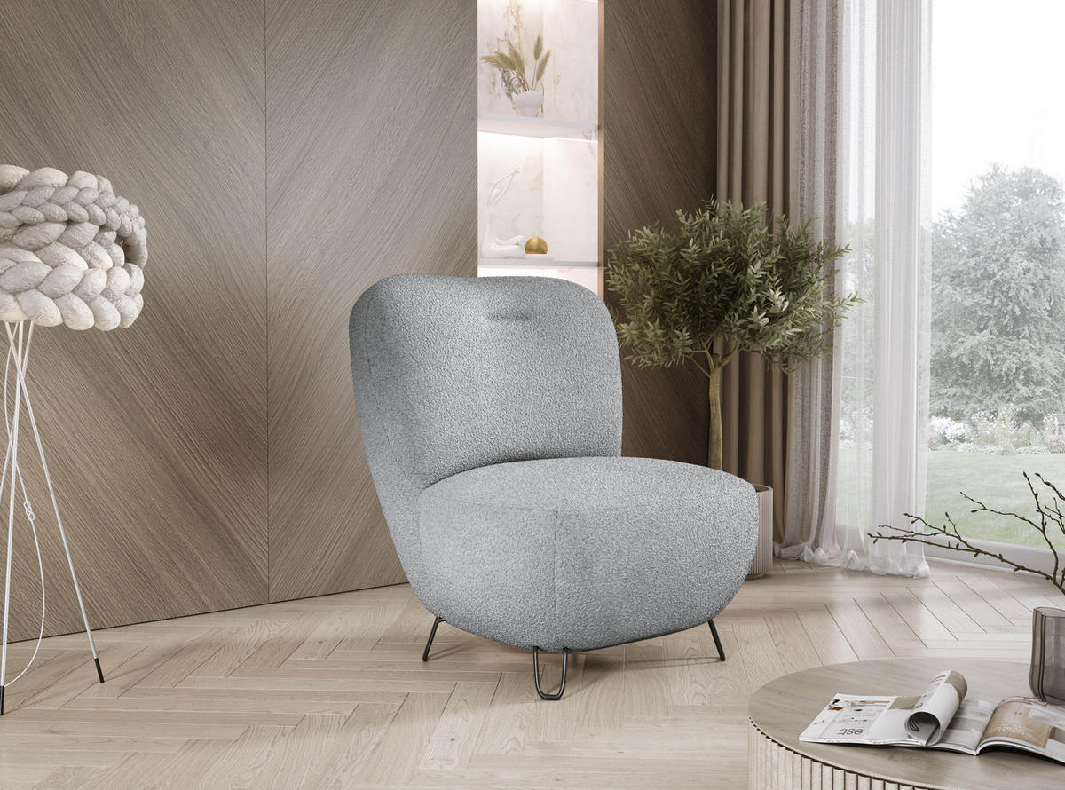 SESSEL LUIS, Skandinavischer Stil – Freistehend, 82×56×82 cm, DUNKELGRAU - Dunkelgrau/Schwarz, Holz/Textil (82/82/66cm) - DomoHome