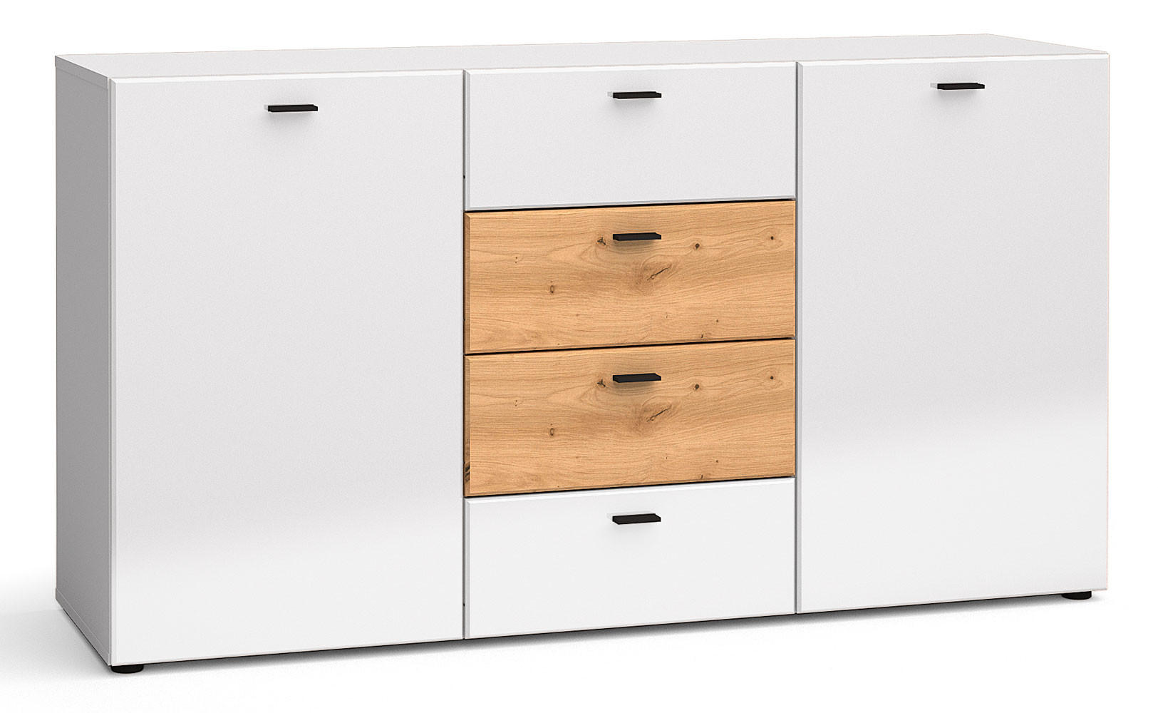 Feldmann-Wohnen Kommode Weiß Hochglanz, Braun 150x81x40 cm