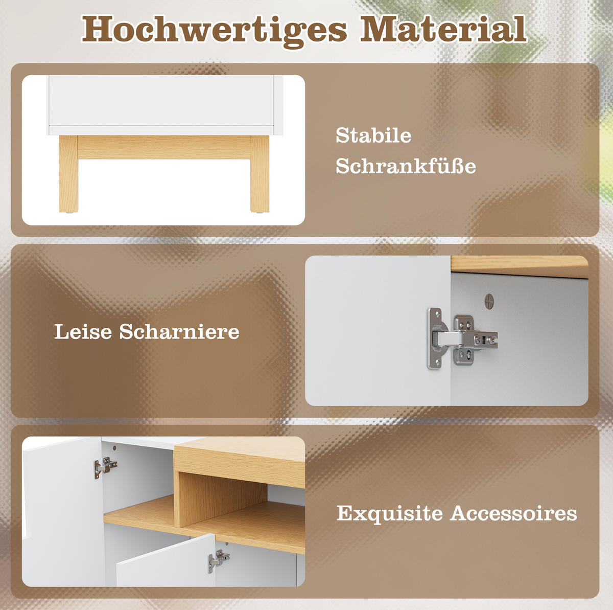 SIDEBOARD 120,5/42/96 cm aus Spanplatte mit 3 Türen und offenem Fach Weiß - Weiß, Holzwerkstoff (120.5/96/42cm) - Modenvie