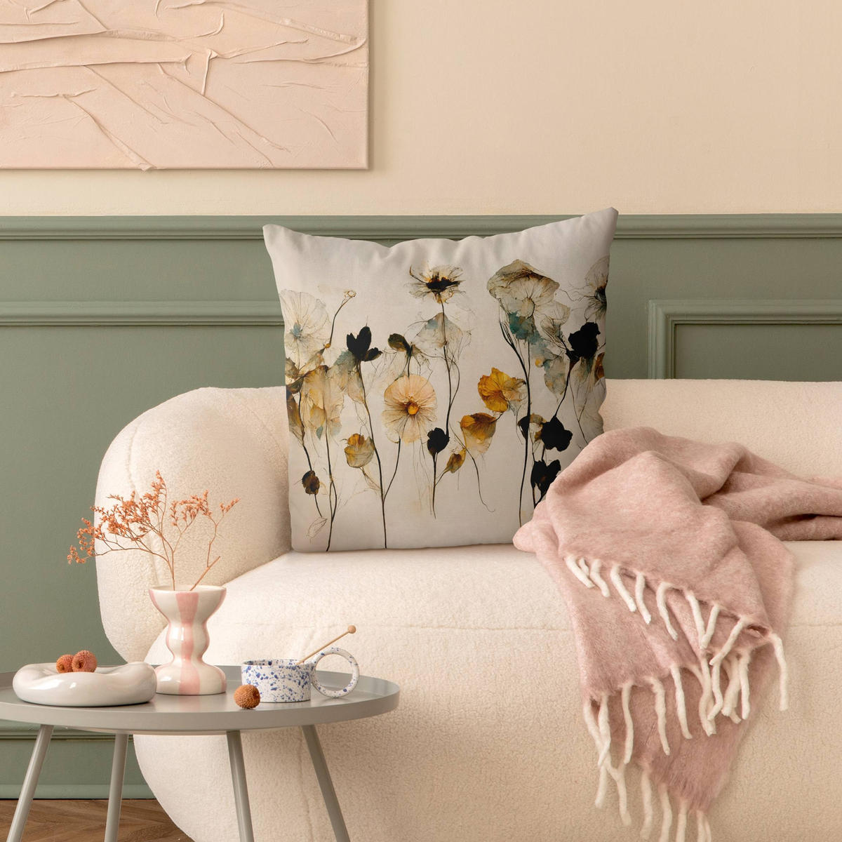 KISSENBEZUG Warme Blüten 40/40 cm - Eichefarben, Textil (40/40cm) - Bilderwelten