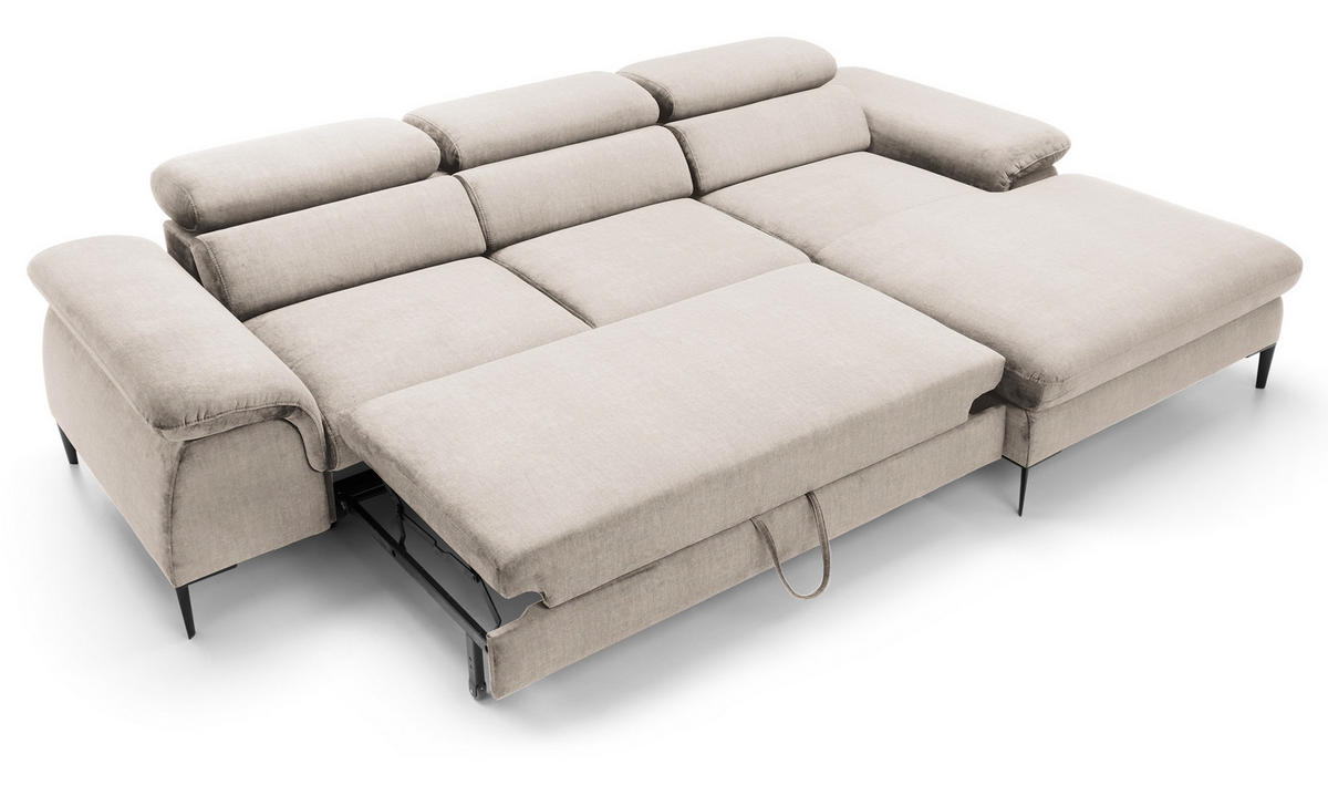 ECKSOFA L-Form 290 cm Amaro M mit Schlaffunktion, Rechts, Creme - Creme, Holz (182/288cm) - Emporius