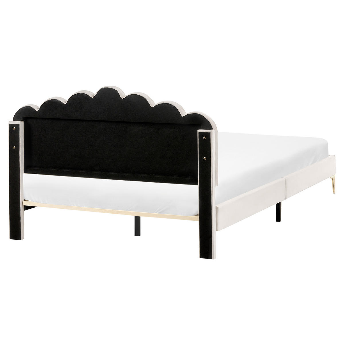BETT mit Lattenrost 160/200 cm Samtstoff Cremeweiß Sauvian - Creme, Textil (160/200cm) - Beliani