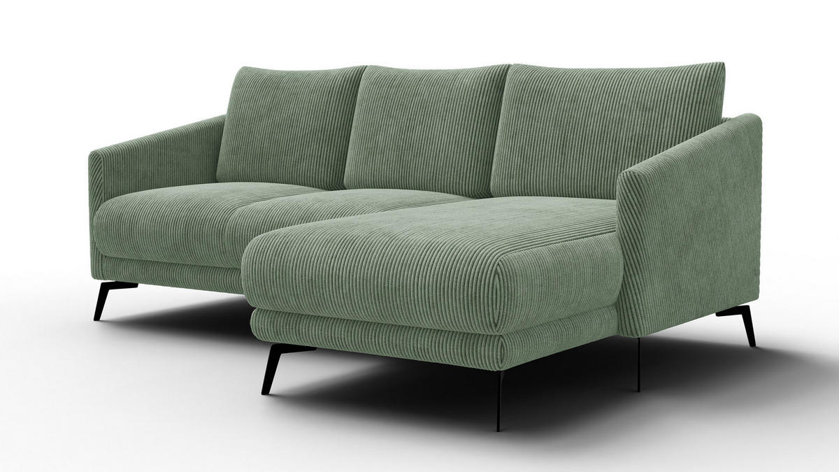 ECKSOFA VILT 3-Sitzer, mint - Schwarz/Mintgrün, Holzwerkstoff/Textil (221/156cm) - Courtois Laville