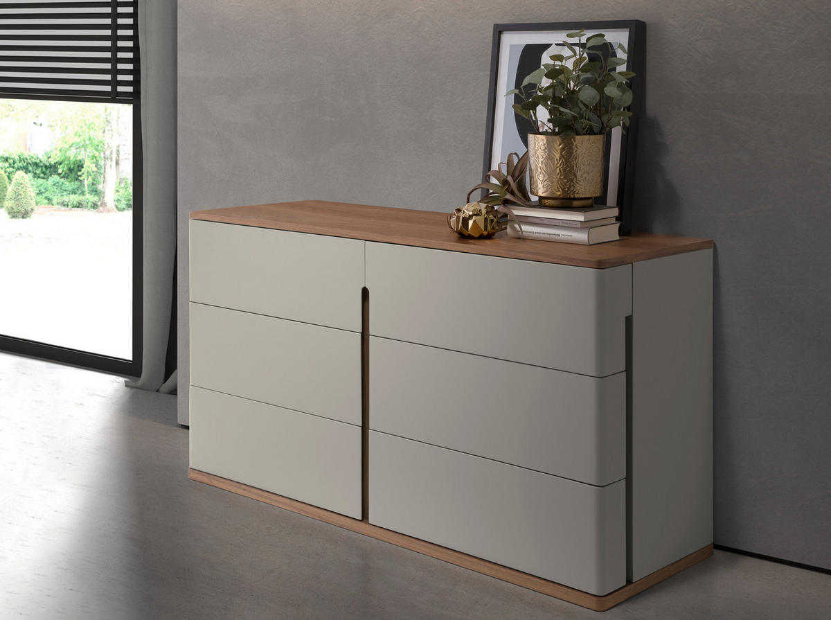 KOMMODE Rechteckig Grau Walnuss 135/48/76 cm - Walnussfarben/Grau, Holz (135/76/48cm) - ANGEL CERDA