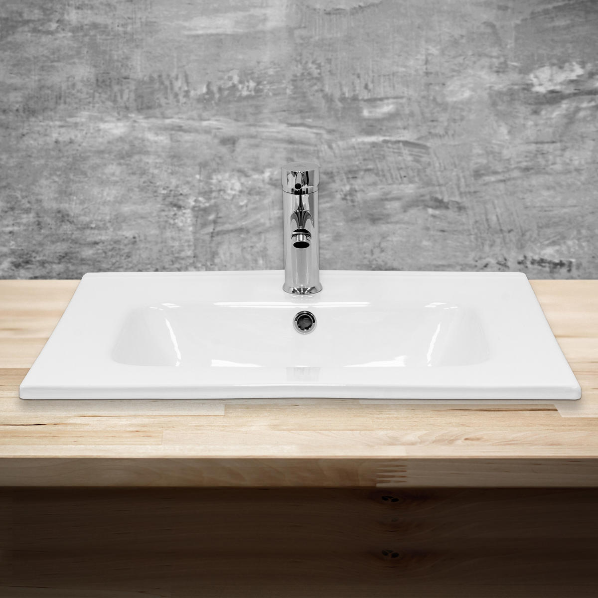 WASCHBECKEN - Weiß, Keramik (61/16.5/46cm) - ML-DESIGN