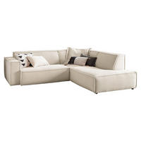 ECKSOFA SAMU Cremeweiß Cord - Creme/Schwarz, Textil (254/224cm) - KAWOLA