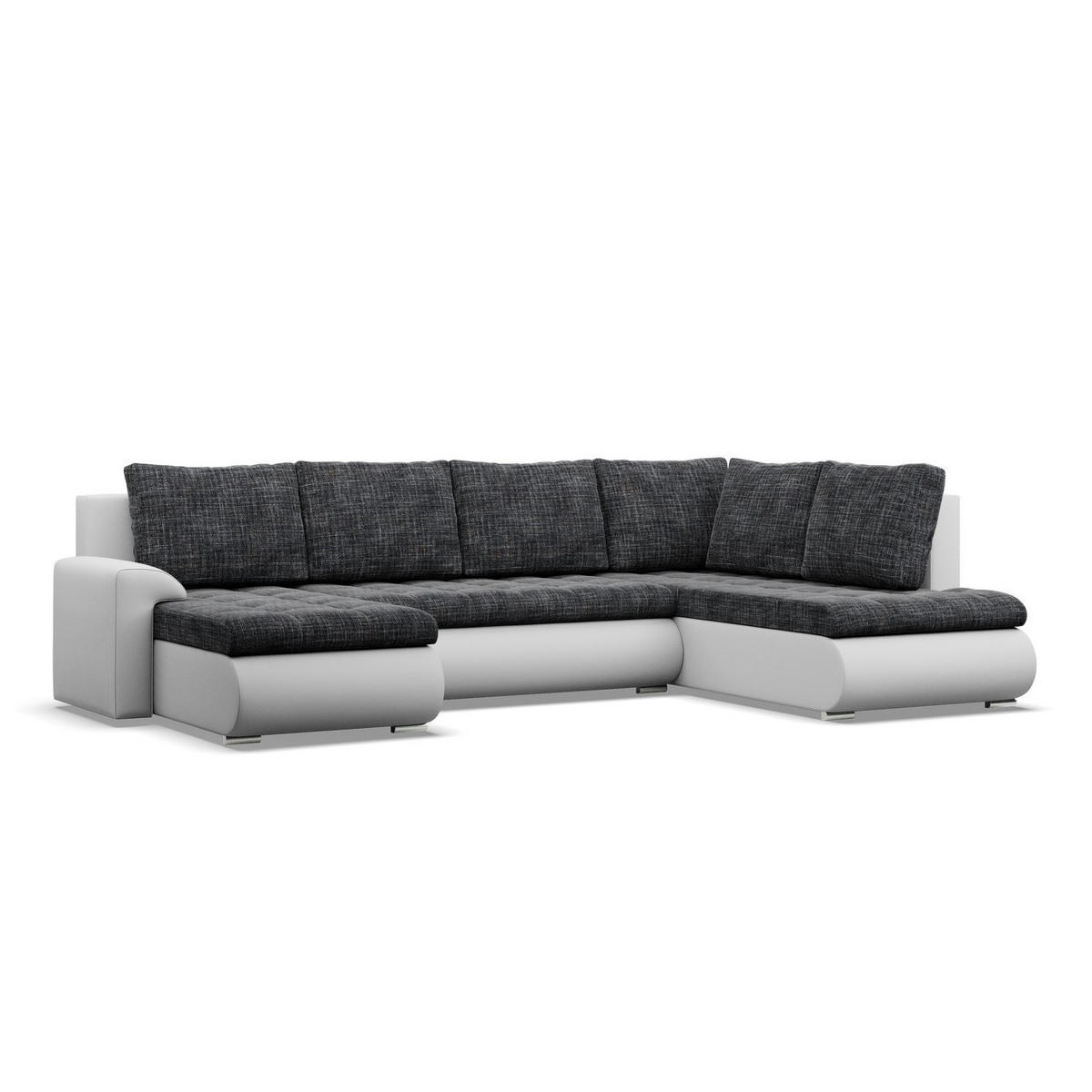 U-SOFA MIT SCHLAFFUNKTION FORESTA, Schwarz + Grau - Schwarz/Grau, Textil (300/89/200cm)