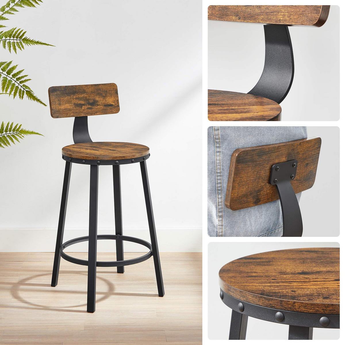BARSTUHL 2ER-SET - Braun, Holzwerkstoff (37/89/37cm) - Hansiro