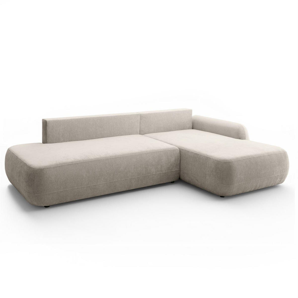 ECKSOFA GOYA mit Schlaffunktion und Bettkasten, Rechte, Perfect Harmony 04 - Ecru, Textil (302/184cm) - Lookway