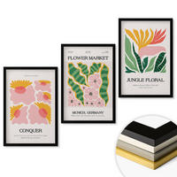 WANDBILDER 3er-Set - 40x60 cm Schwarzer Rahmen - Blumen und Blätter – moderne Poster - Schwarz, Kunststoff (40/60cm) - ArtPrintCave