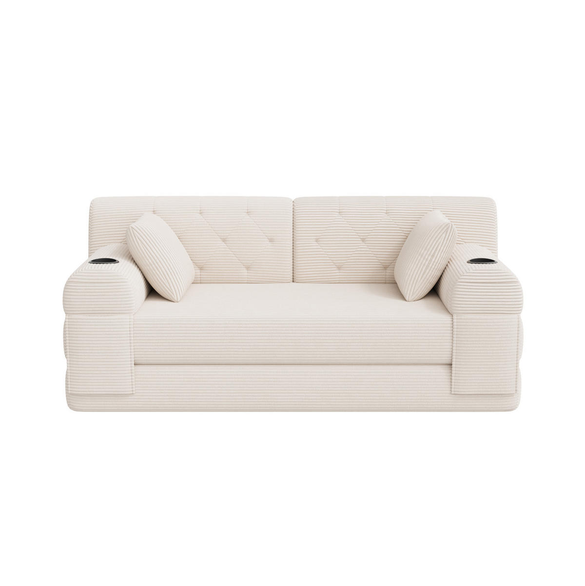 SCHLAFSOFA 2-Sitzer mit hoher Rückenlehne 168 cm Beige - Beige, Kunststoff (80/81/168cm) - Meubliv