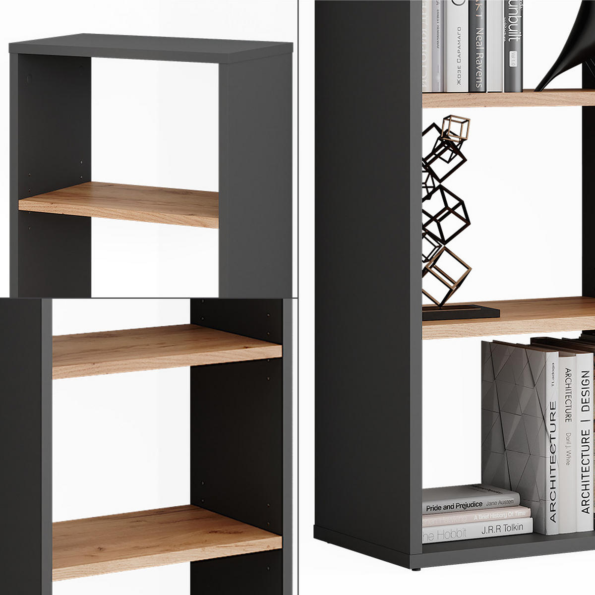 BOTNÍK Orlando Antracit/zlatý dub - medově dubová/antracitová, kompozitní dřevo (40/80.1/24cm) - Vicco