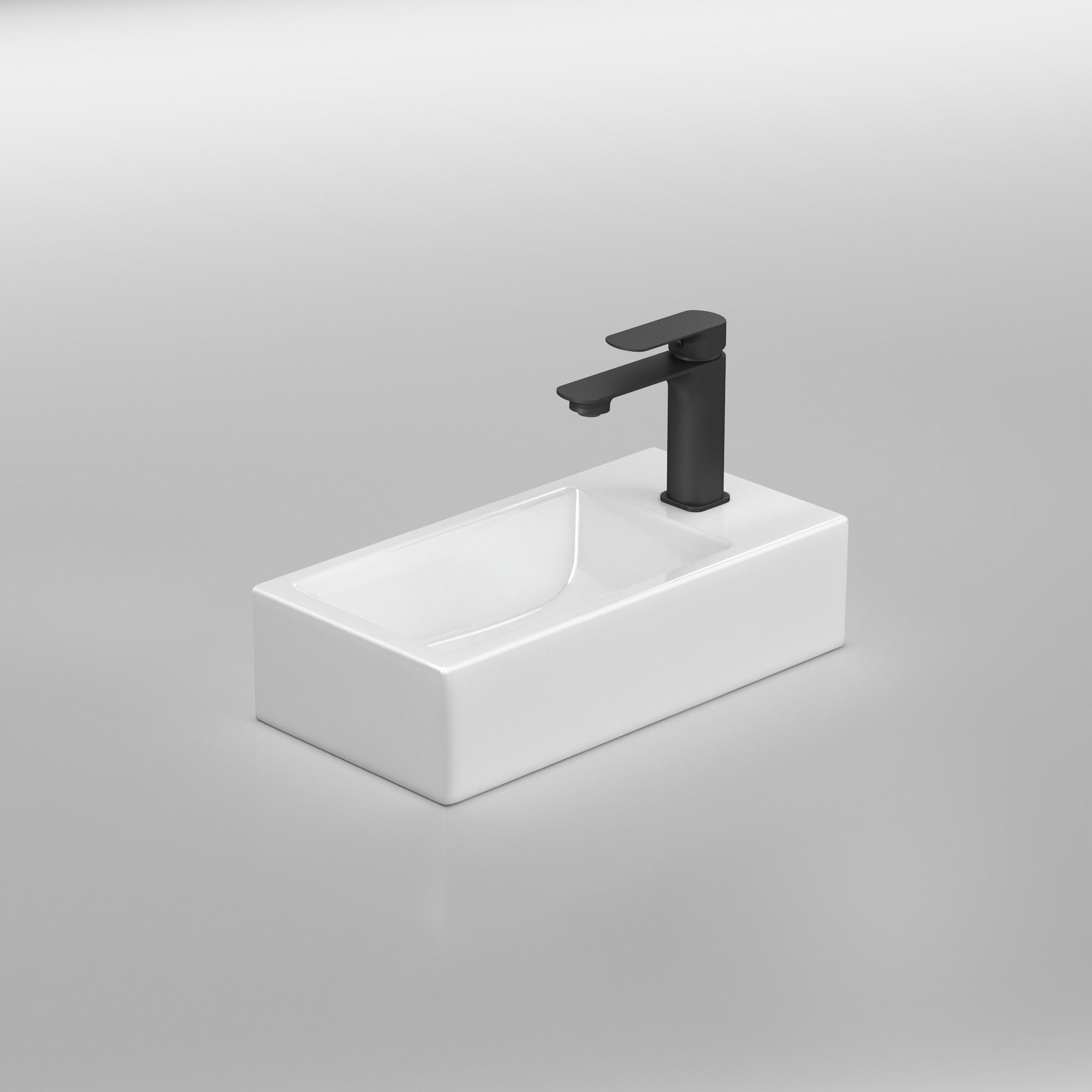 HANDWASCHBECKEN mit pflegeleichter Oberfläche Weiß 40,5 / 20,5 / 10,5 cm - Weiß Hochglanz, Keramik (20.5/10.5/40.5cm) - EMKE