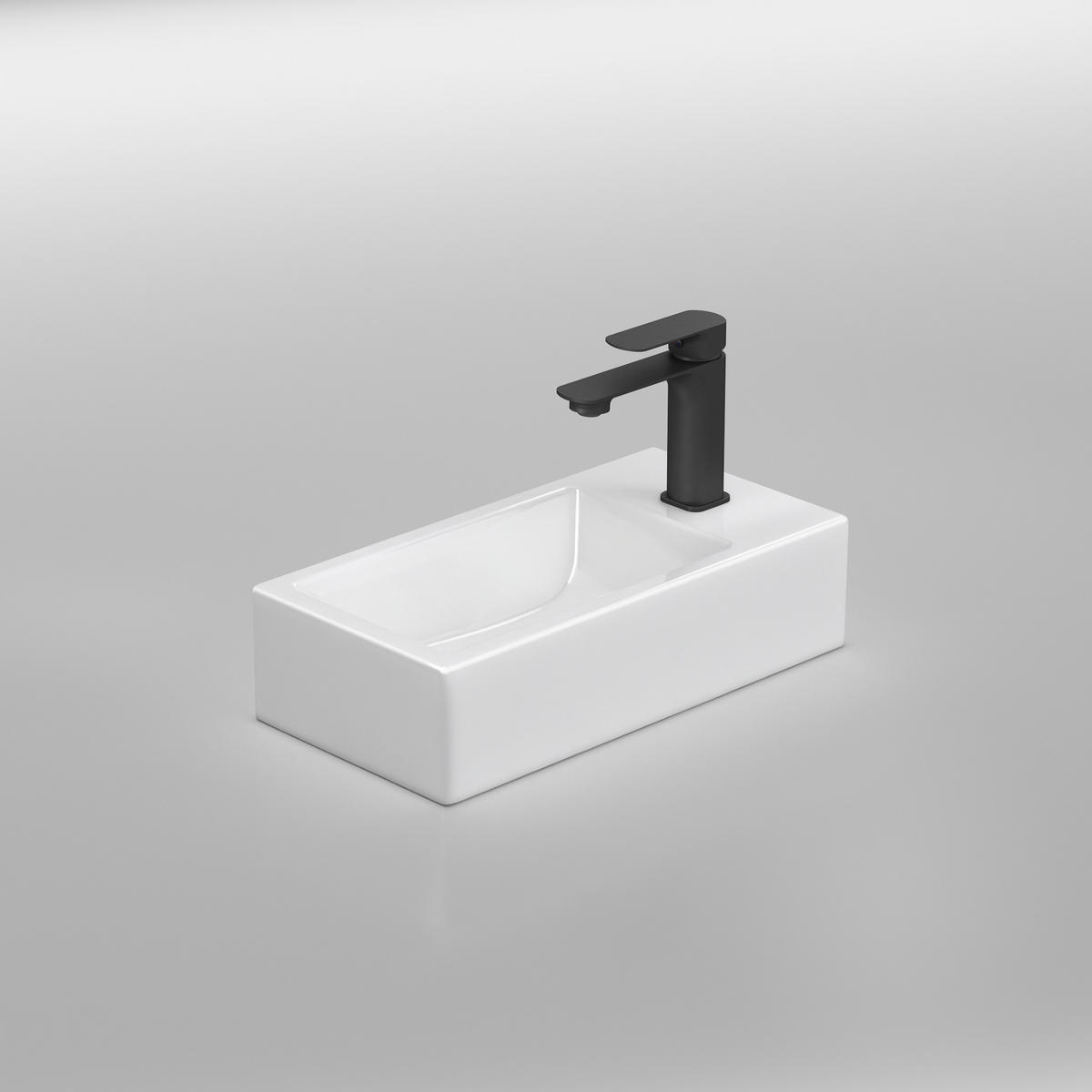 HANDWASCHBECKEN mit pflegeleichter Oberfläche Weiß 40,5 / 20,5 / 10,5 cm - Weiß Hochglanz, Keramik (20.5/10.5/40.5cm) - EMKE