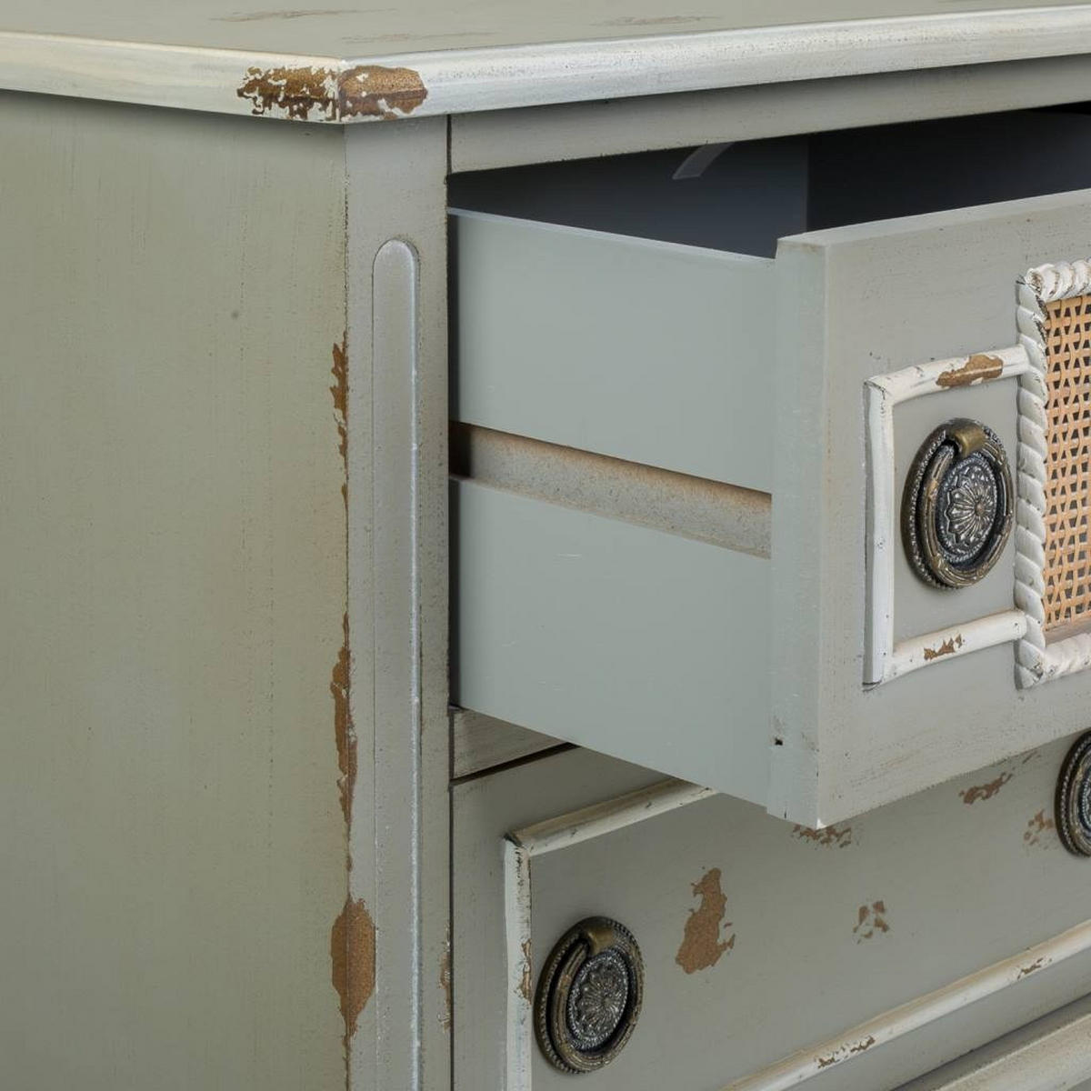 NACHTTISCH aus Holz und Gitter, 50x36x57cm - Grau, Metall (50/56.5/36cm) - Wanderlust