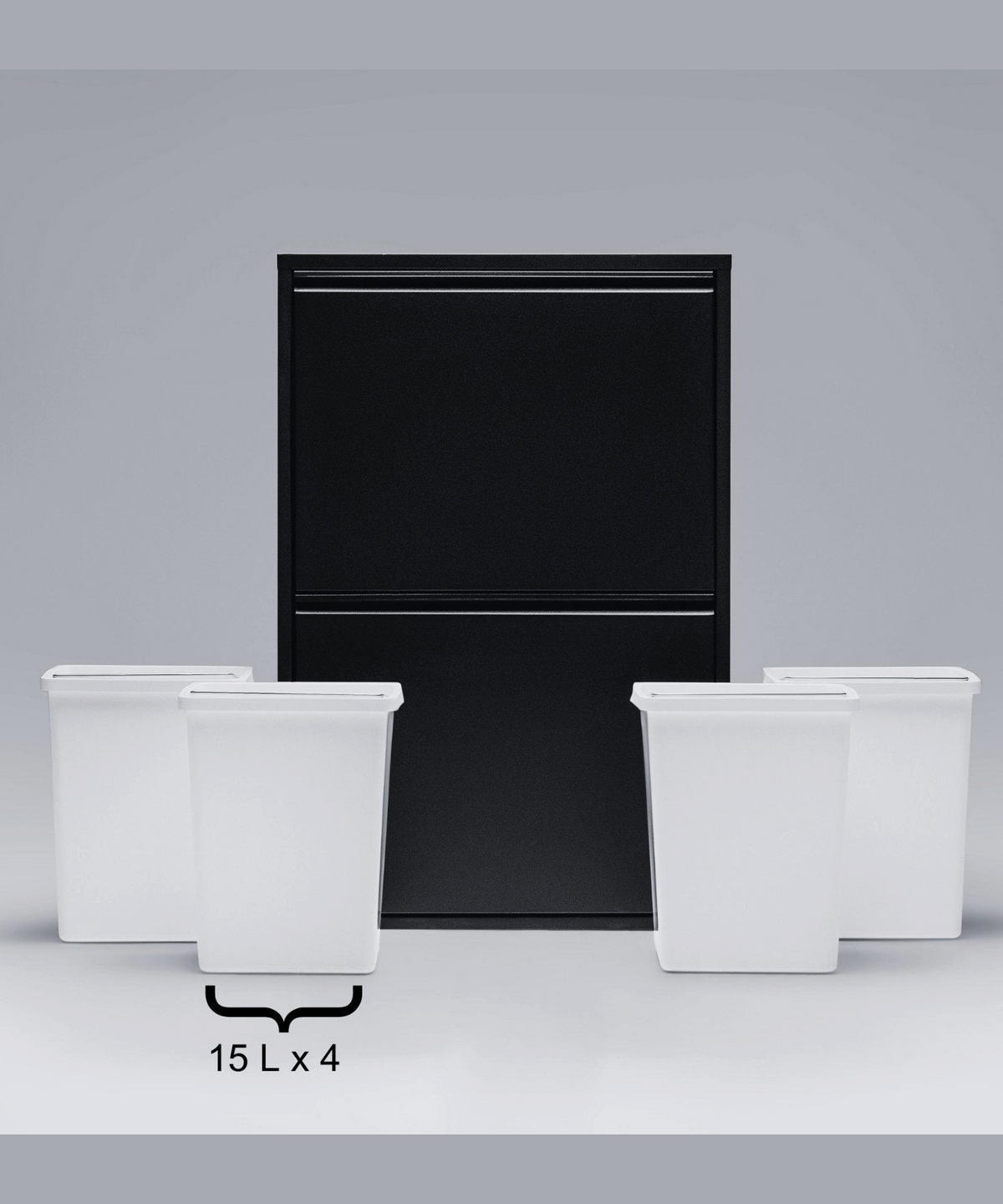 MÜLLEIMER 4 Fach Schwarz Mülltrennsystem aus Metall - Schwarz, Metall (62/92/25cm) - Gowoll
